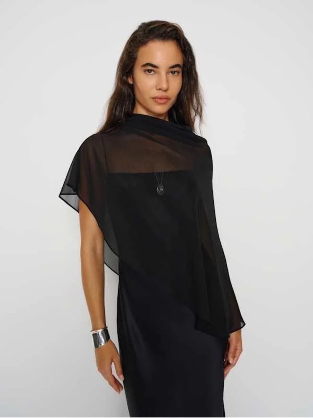 Reformation Lilibeth Silk Dress - Black Tie Women's Dress with Cape